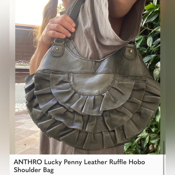 ANTHRO Lucky Penny Ruffle Bag NATURALIZER Tote Boho Purse Vintage Vegan Kawaii x - Picture 6 of 10
